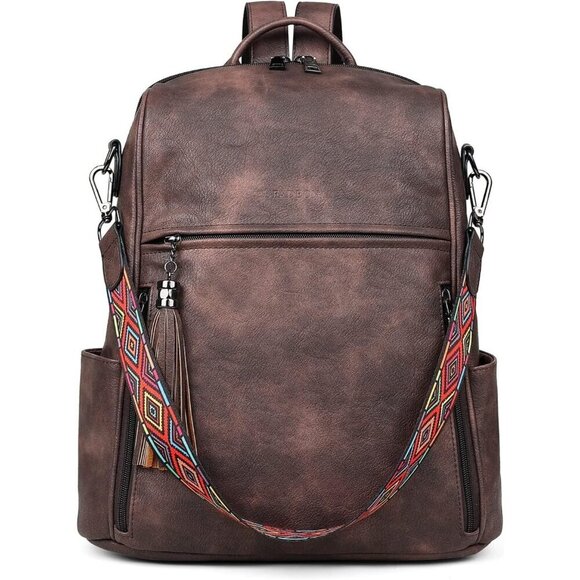 Women\'s 1 Coffee Brown Retro Style Designer Travel Backpack Purses Shoulder Bag main image 5